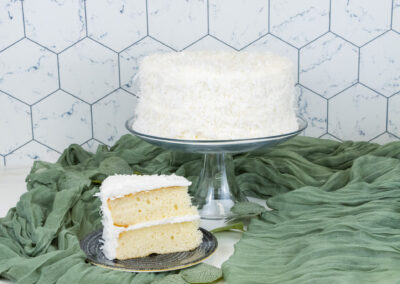 White Cake with Coconut Icing