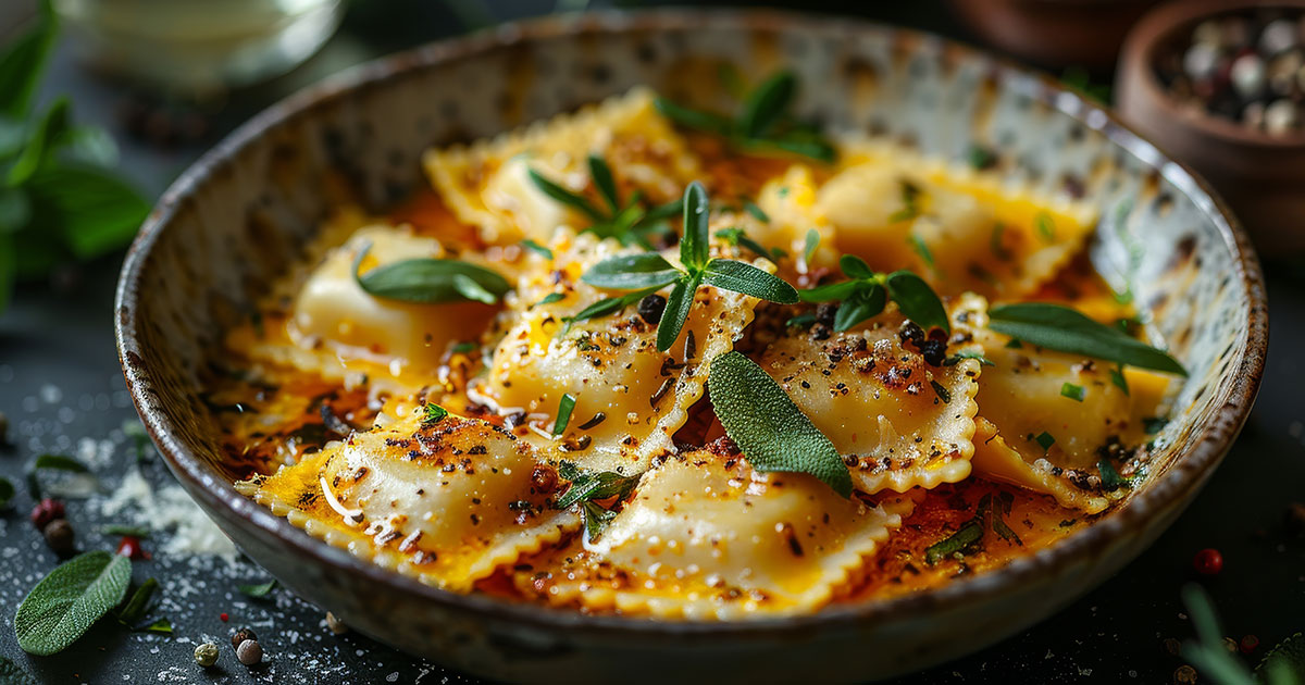 Pumpkin Ravioli with Sage Butter